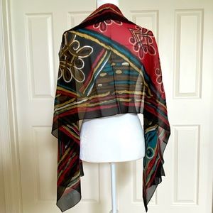 Bob Mackie Silk Chiffon Shawl Scarf Wearable Art Vintage Designer NIB Wrap NOS